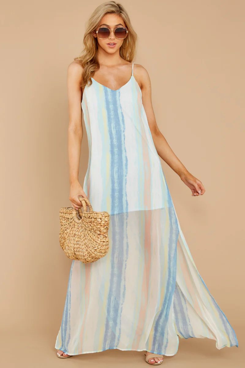 My Favorite Thought Sky Blue Multi Maxi Dress | Red Dress 