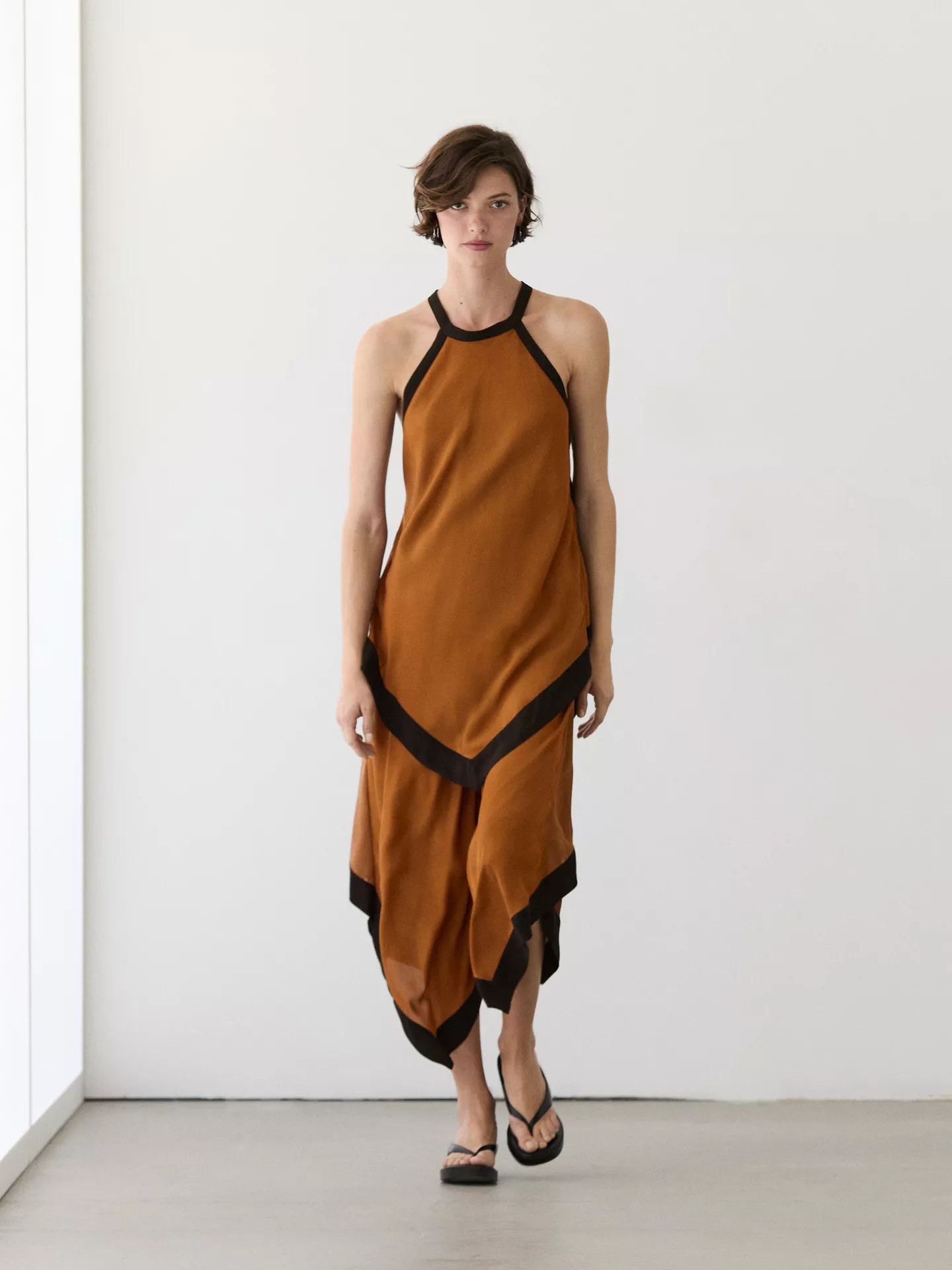 Midi dress with contrast layers | Massimo Dutti UK