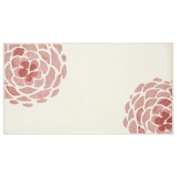 Evolur Home Madison Blooming Peony Nursery Rug 55'x31.5' in Rose Quartz and Ivory - Walmart.com | Walmart (US)