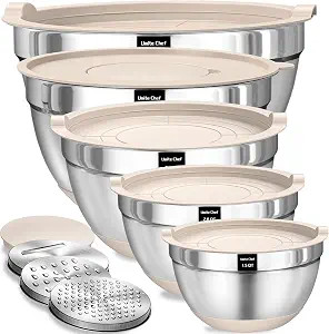 Umite Chef Mixing Bowls with Airtight Lids Set, 8PCS Stainless Steel Nesting Bowls with Grater At... | Amazon (US)