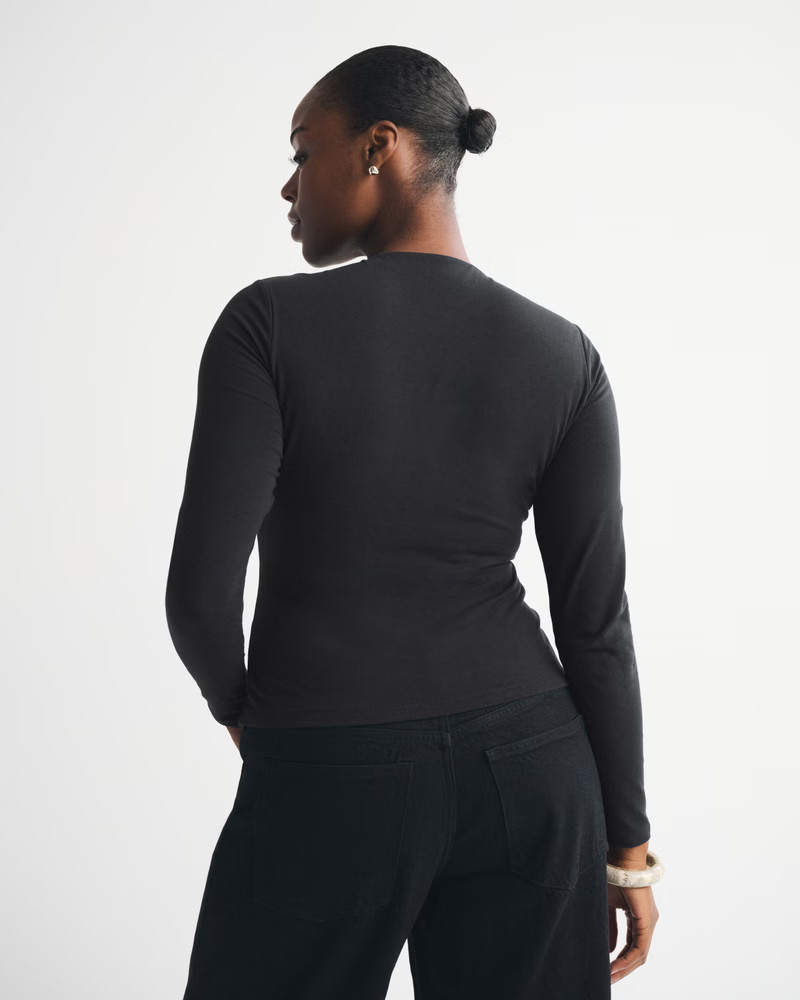 Double-Lined Long-Sleeve Baby Tee | Abercrombie & Fitch (UK)