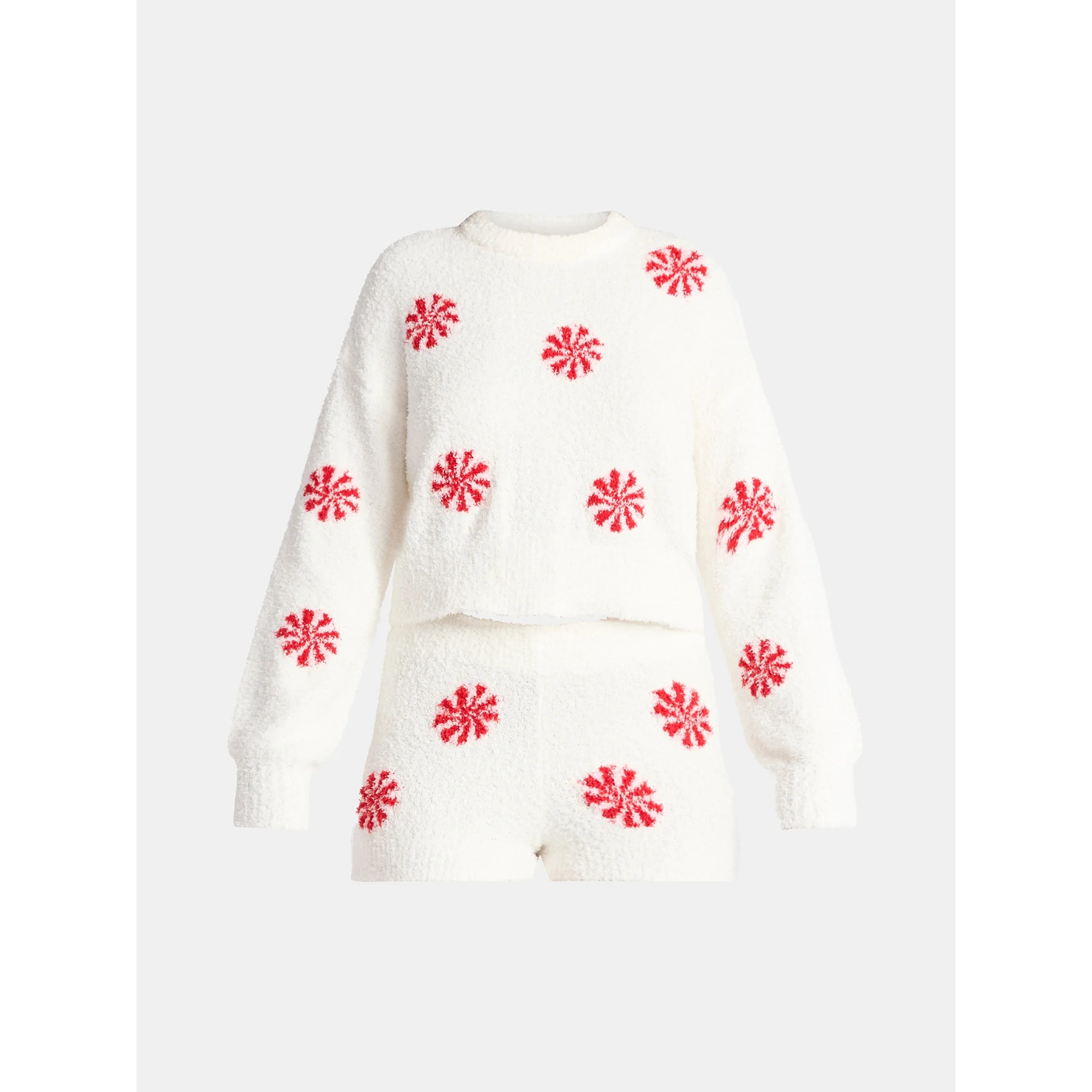 No Boundaries Christmas Plush Sweater and Shorts Set, 2-Piece, Women’s | Walmart (US)