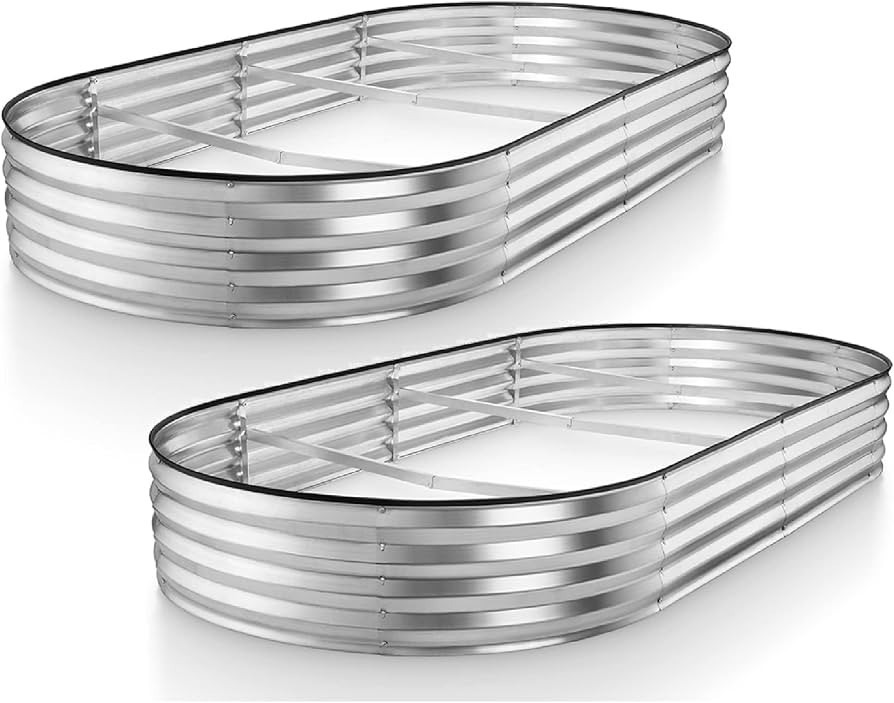 Galvanized Raised Garden Bed Outdoor // 8×4×1 ft (2-Pack) Planter Boxes Raised Beds for Outdoor... | Amazon (US)