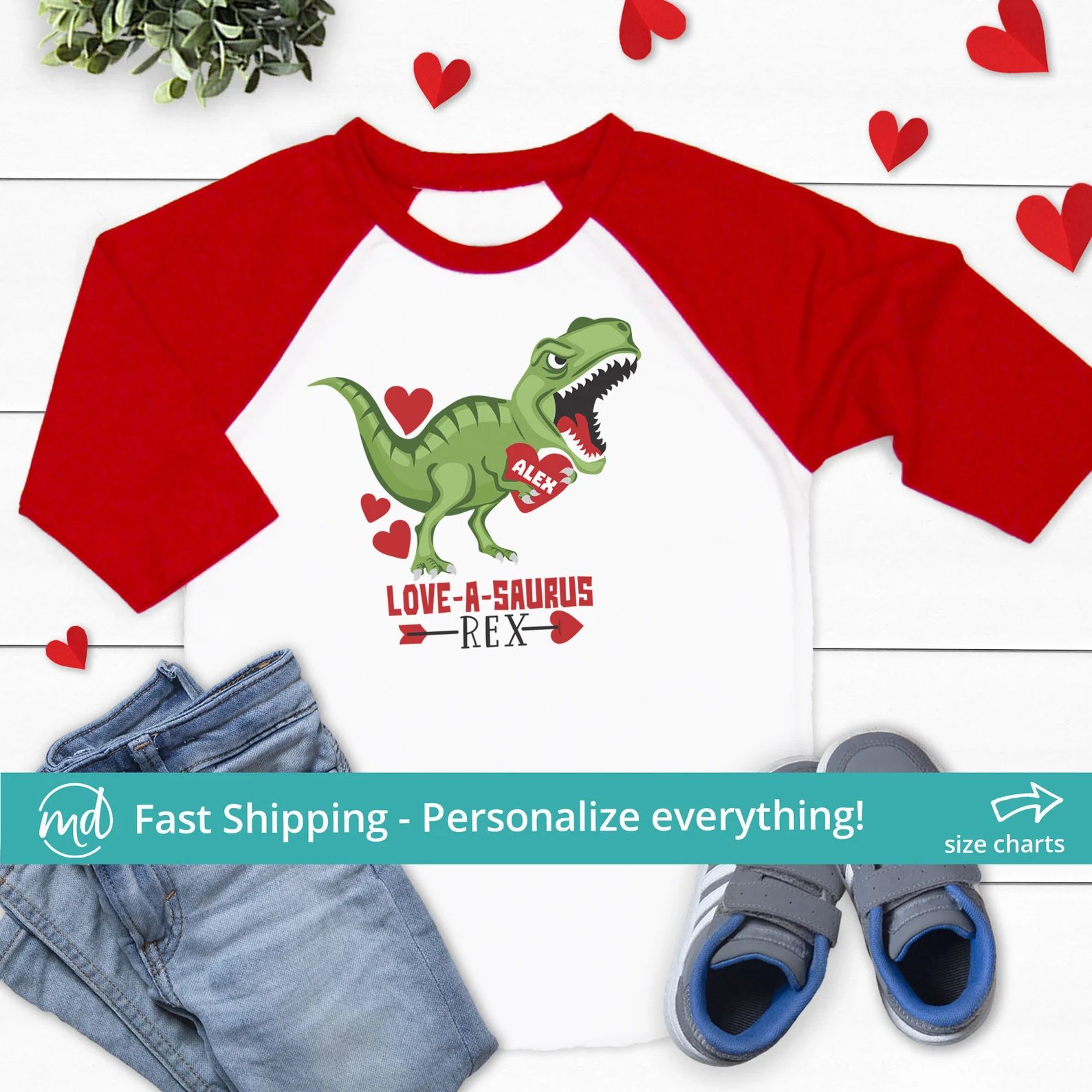 Loveasaurus Rex Boys Valentine Shirt Dinosaur Valentines Day | Etsy | Etsy (US)