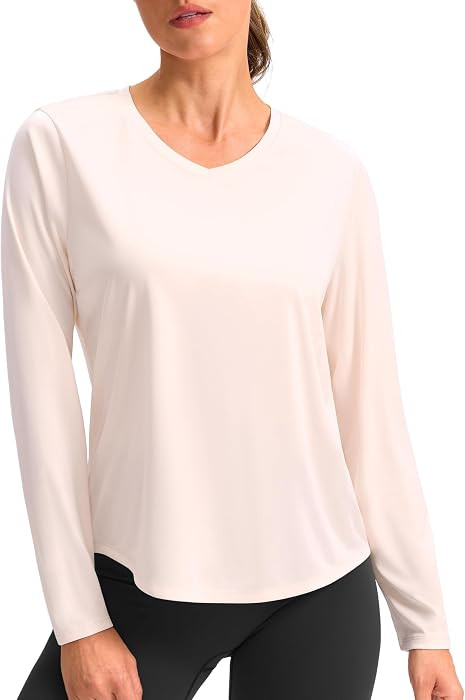Long Sleeve Workout Tops for Women Dry Fit V Neck Athletic Shirts XS-3XL | Amazon (US)
