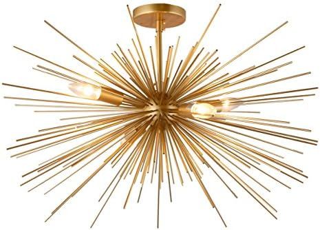 27 Inch Astra Sputnik Semi Flush Mount Lamp Gold Spike Starburst Light Mid Century | Amazon (US)
