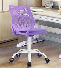 Kids Desk Chair, Armless Home Office Task Chair with Mesh Padded Cushion, Swivel Study Computer Chair with Rolling Wheels for Children Student, Purple | Amazon (US)