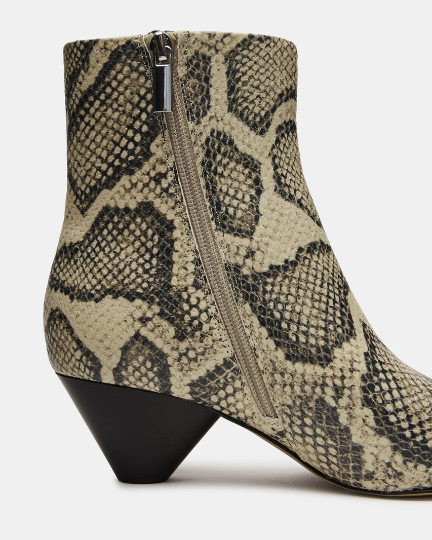 BROOKS Beige Snake Pointed Toe Ankle Boot | Women's Booties | Steve Madden (US)