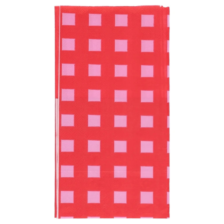 3" x 7" Disposable Pink and Red Checkered Paper Napkins, 16 Count, by Way To Celebrate | Walmart (US)