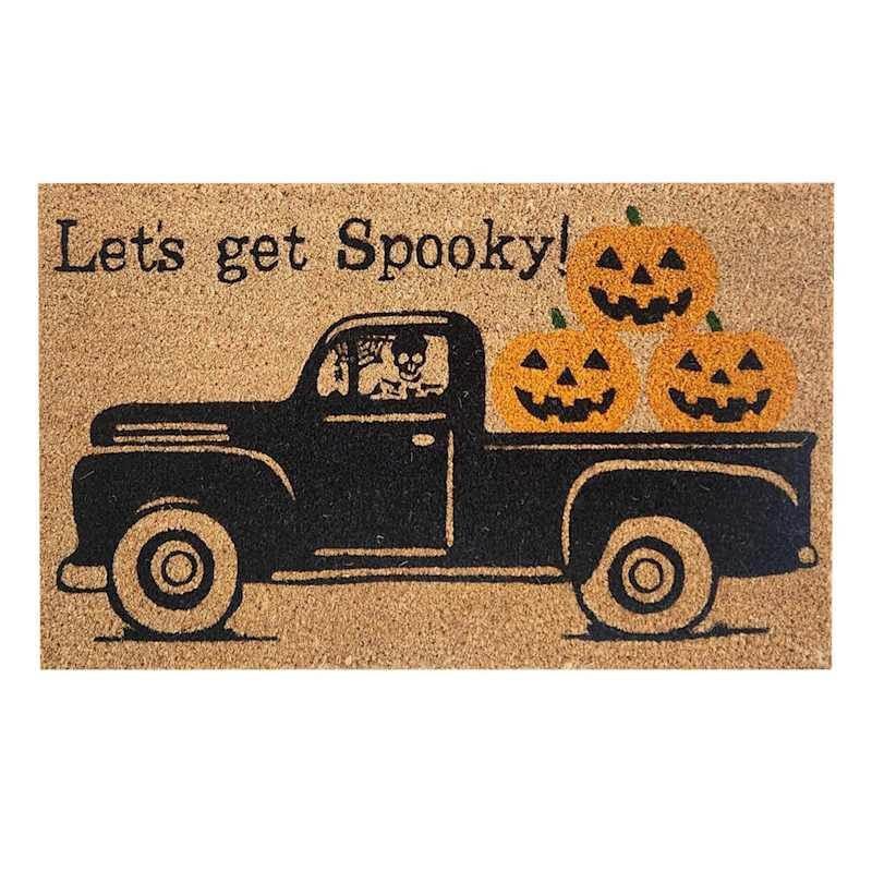 Homespun Halloween Let's Get Spooky Truck Coir Mat, 18x30 | At Home