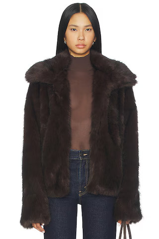 SNDYS Leila Faux Fur Jacket in Chocolate from Revolve.com | Revolve Clothing (Global)