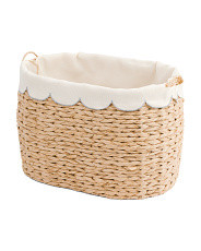 Paper Cord Oval Laundry Bin With Scalloped Foldover Liner | TJ Maxx