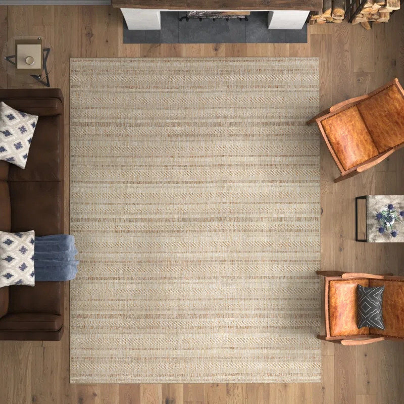 Giacinta Bellino Striped Tan Indoor/Outdoor Area Rug | Wayfair North America