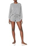 Tommy Hilfiger Women's Long Sleeve Heart Revere Terry Short Pajama Set Pj, Heather Grey, XL | Amazon (US)
