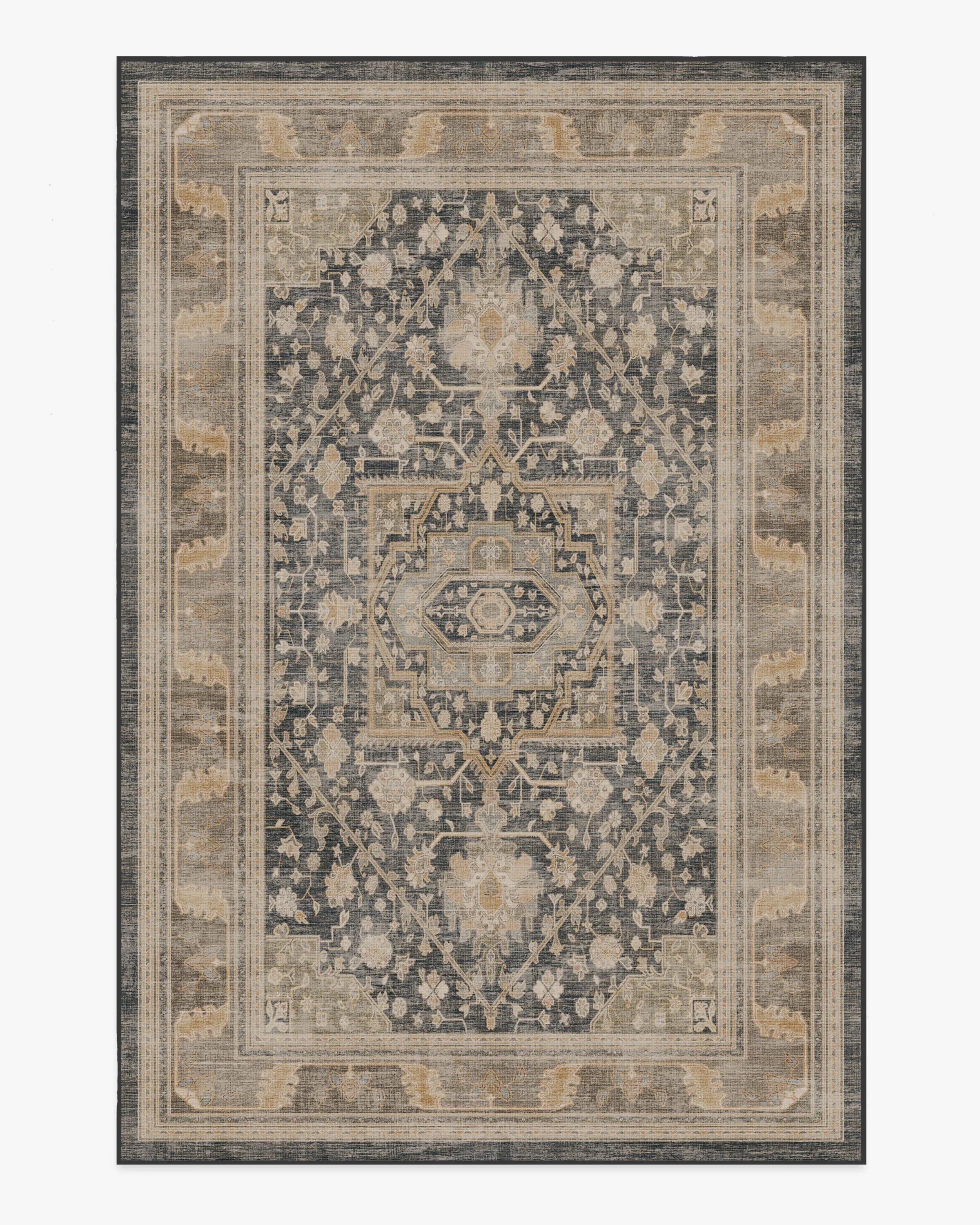 Zahra Ink & Vintage Citron Rug | Ruggable