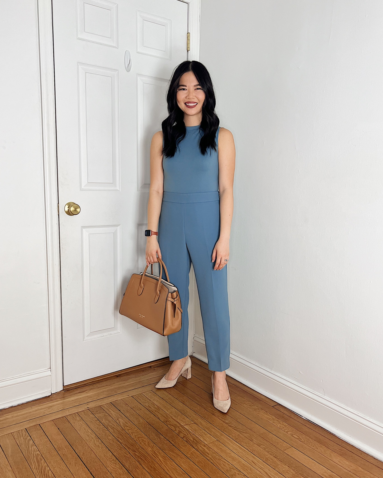Light blue tank (XS)
Light blue mock neck top
Light blue pants (4P)
Tan satchel bag
Kate Spade Knott satchel
Beige pumps 
Beige suede pumps
Spring work outfit
Business casual outfit
Smart casual outfit
Ann Taylor outfit

#LTKsalealert #LTKfindsunder100 #LTKworkwear