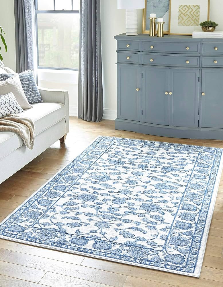 Rugs.com Boston Collection Rug – 8' x 10' Ivory Low-Pile Rug Perfect for Living Rooms, Large Di... | Amazon (US)
