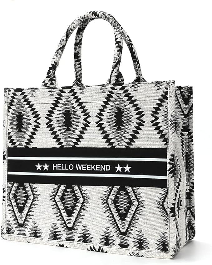 Large Tote Bag for Women, Embroidery Handbags for Women Weekender Handbags | Amazon (US)