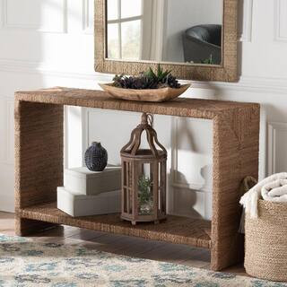 Liza 49.6 in. Natural Rectangle Seagrass Wicker Console Table | The Home Depot