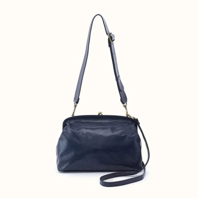 Alba Frame Large Shoulder in Polished Leather - Ink Navy | HOBO Bags