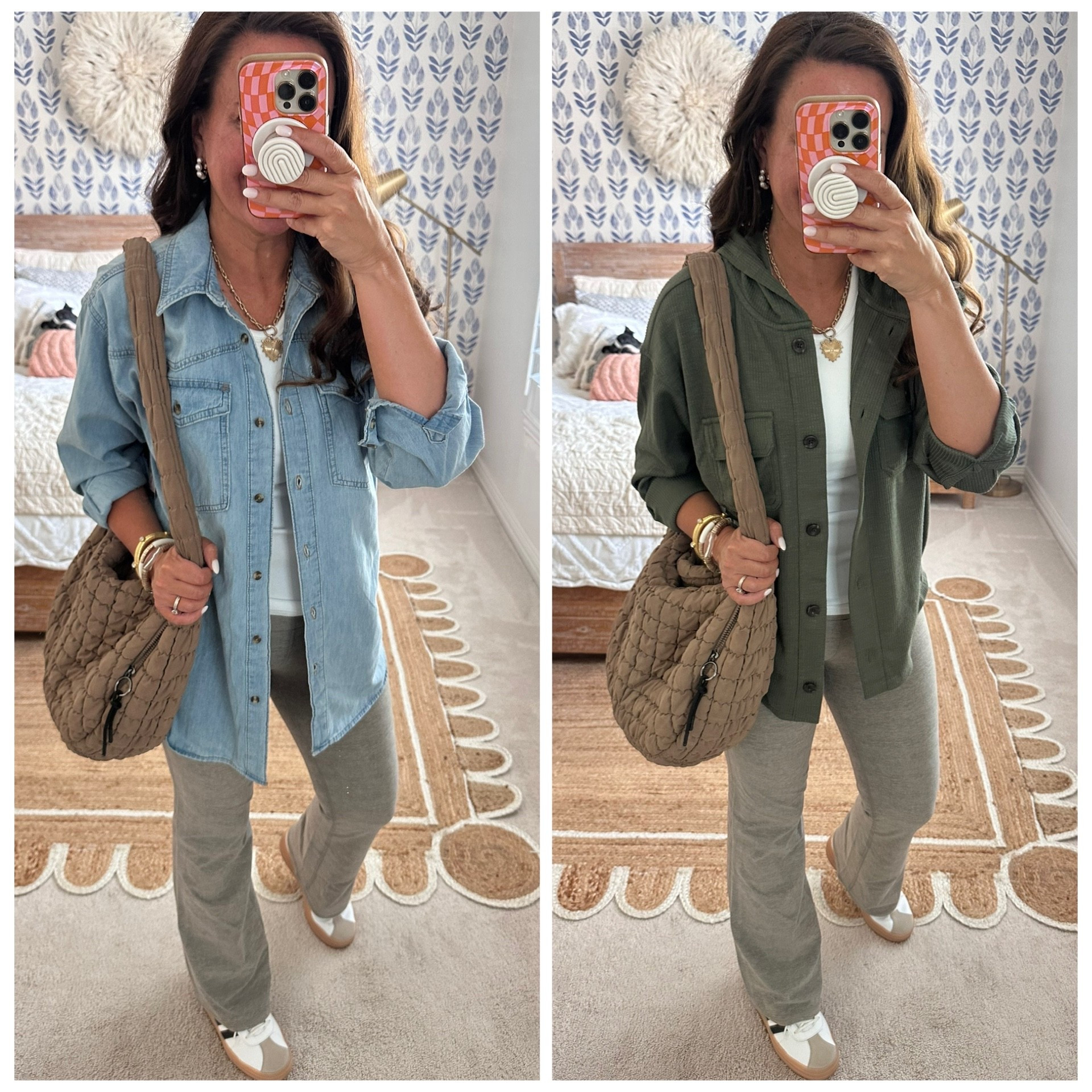 Chambray runs BIG! Size down. This is XS!
Medium in button down hoodie.
Medium in super soft butter core leggings! 
.


#LTKFindsUnder50 #LTKSeasonal #LTKStyleTip