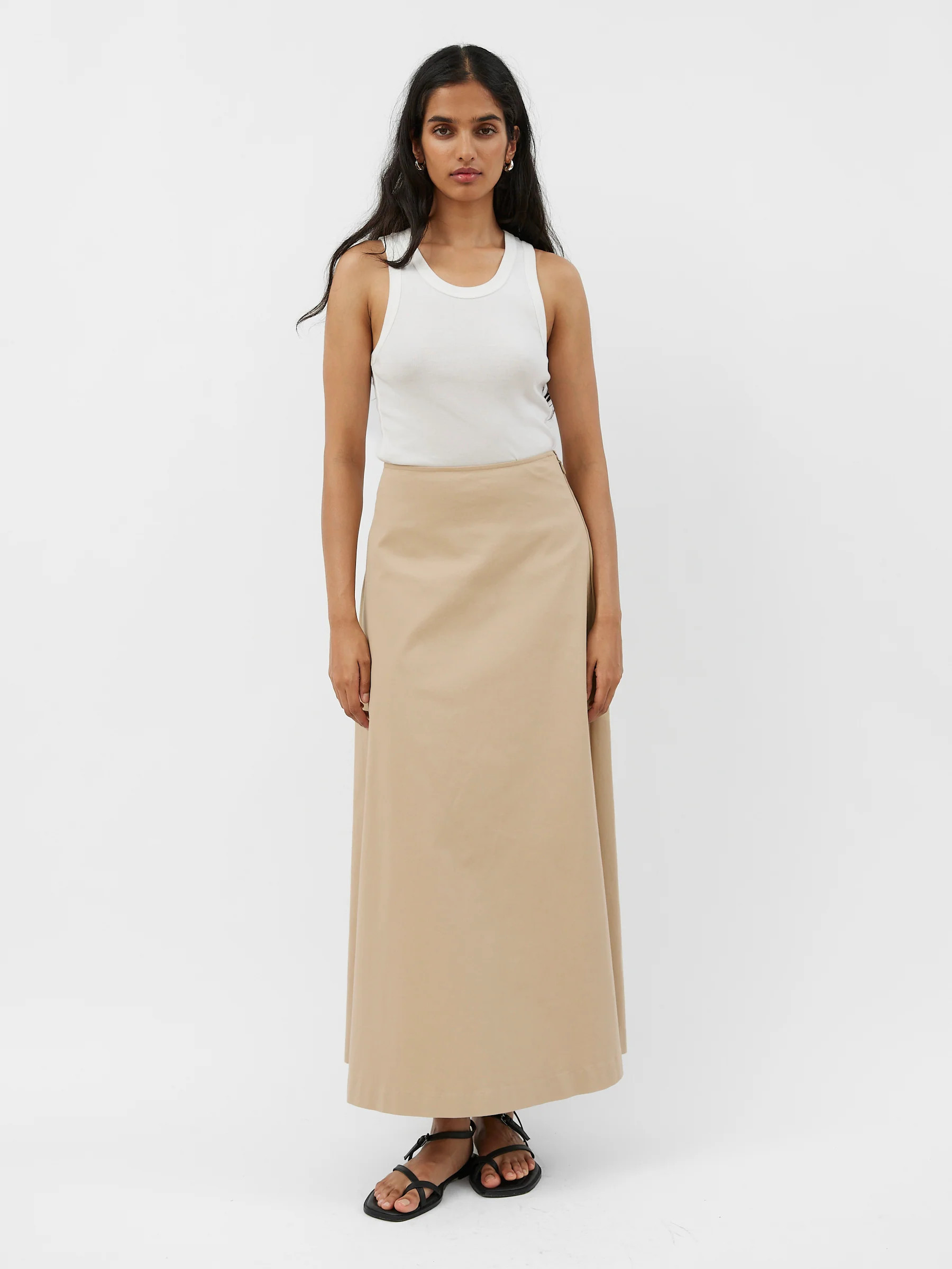 Matteau | A-Line Skirt in Sand | The UNDONE | The UNDONE