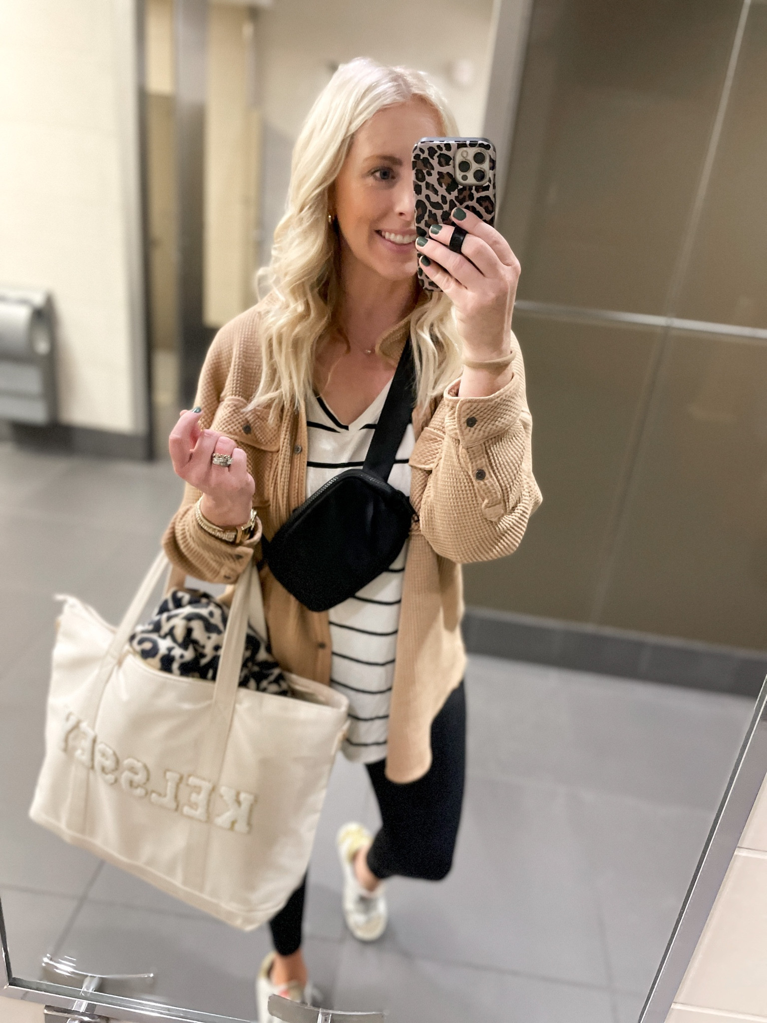 LTK Con, travel outfit, airport ootd, waffle shirt, black leggings

#LTKCon #LTKtravel #LTKunder50