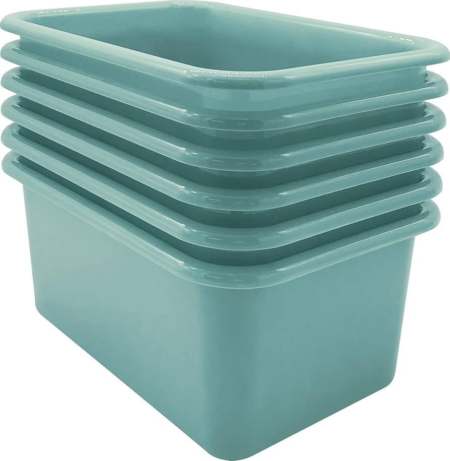 Teacher Created Resources Calming Blue Small Plastic Storage Bin 6-Pack (TCR2088752) | Amazon (US)