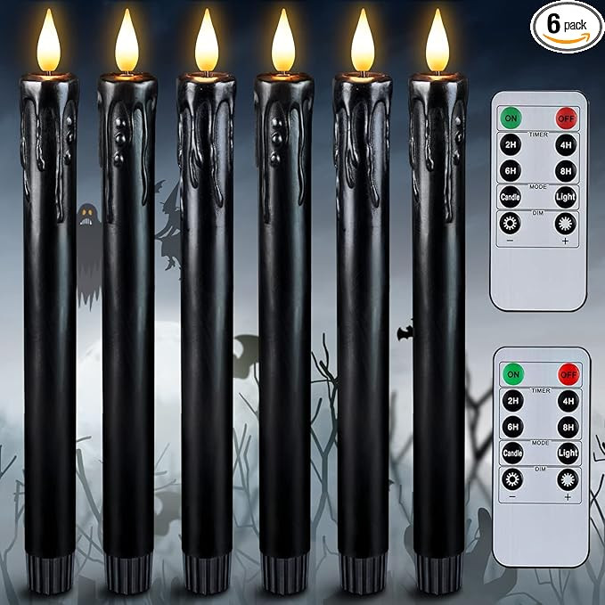 Homemory Black Flameless Taper Candles with Remote and Timer, Real Wax LED Taper Candles Battery ... | Amazon (US)