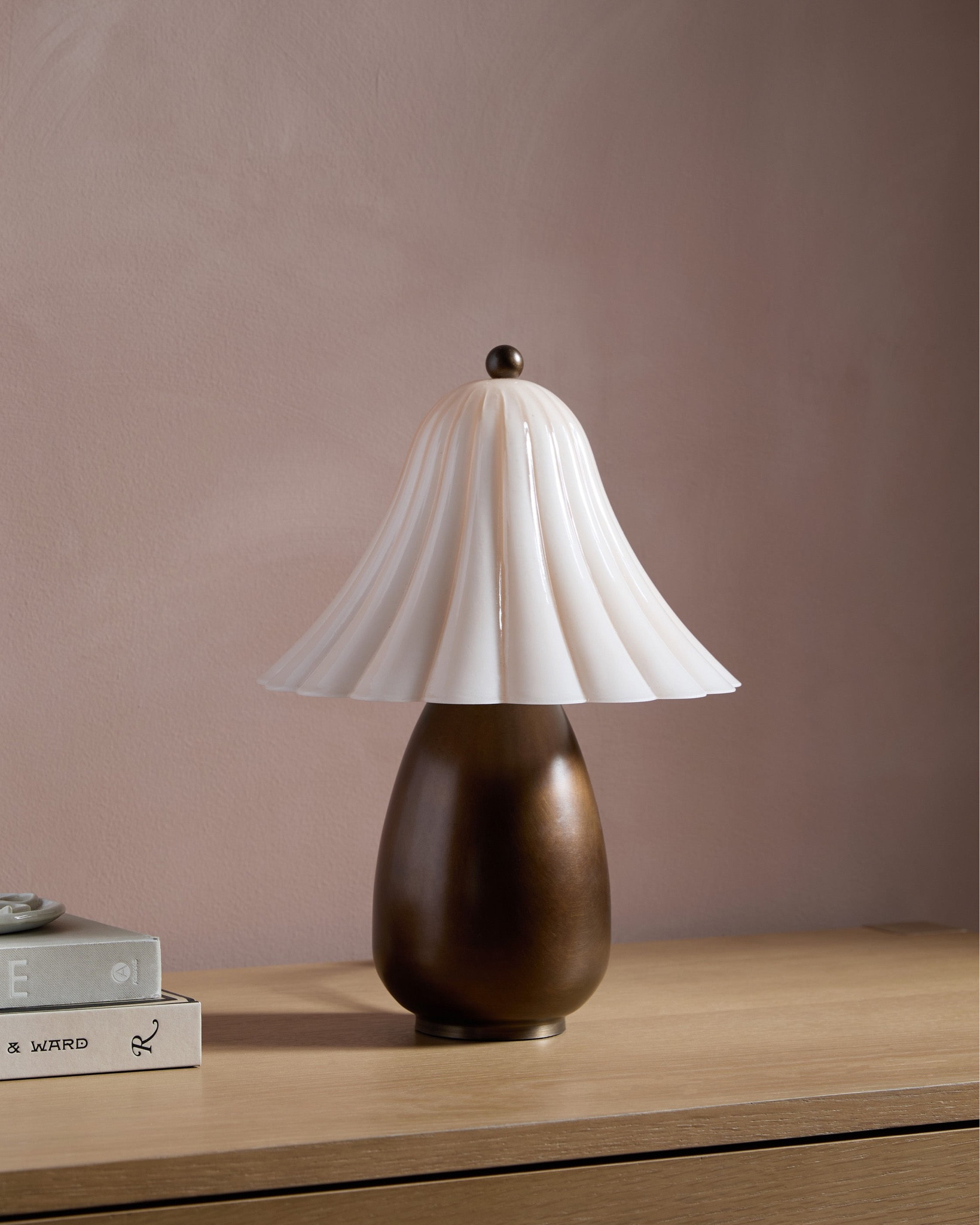 Gladstone brings a timeless charm to lighting with softly scalloped glass and warm brass accents. This table lamp pairs a fluted shade with a weighted base in a sculptural silhouette. Style this petite lamp on a nightstand or console to bring a soft, nostalgic layer to your lighting mix. Modern table lamp, home decor,trend home decor 

#LTKHome