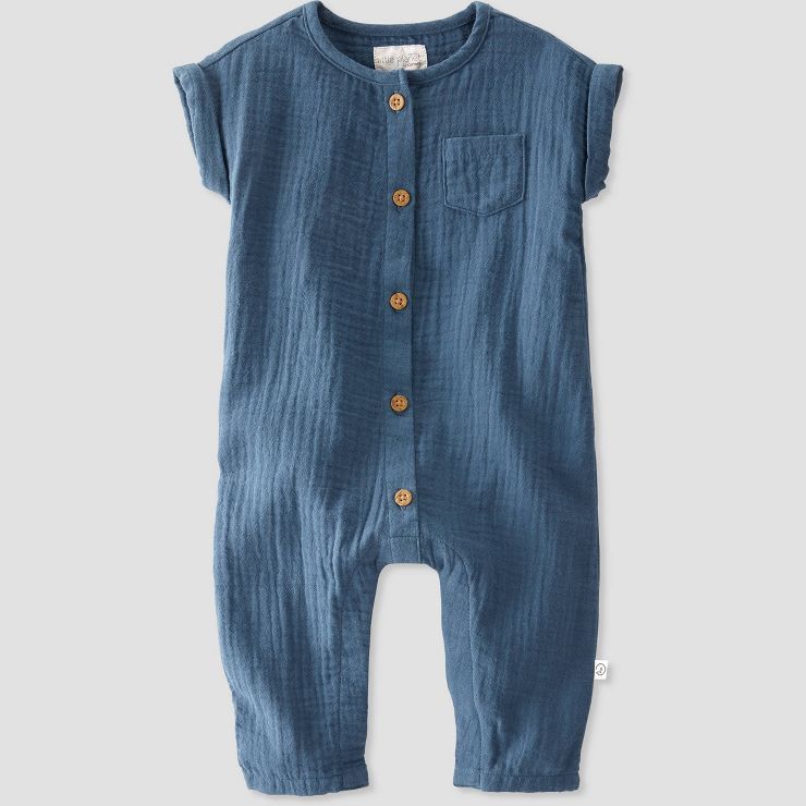 little Planet By Carter's Baby Woven Gauze Coveralls - Blue | Target