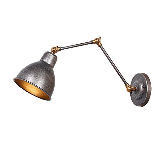 Anmytek Iron Color Wall Light Fixture Swing Arm Wall Lamp Industrial Retro Rustic Loft Antique Wall  | Amazon (US)