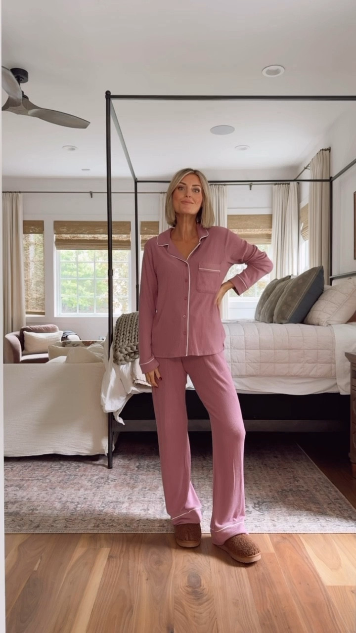 Another pajama set from the Auden line at Target which I love! I sized up to a Medium for the bump. I love the mauve color - it is so soft and perfect for lounging! Paired with these slippers which I can’t believe are only $30!

Loverly Grey, Target pajama finds, Auden matching pajamas, loungewear 

#LTKSeasonal #LTKStyleTip #LTKFindsUnder50