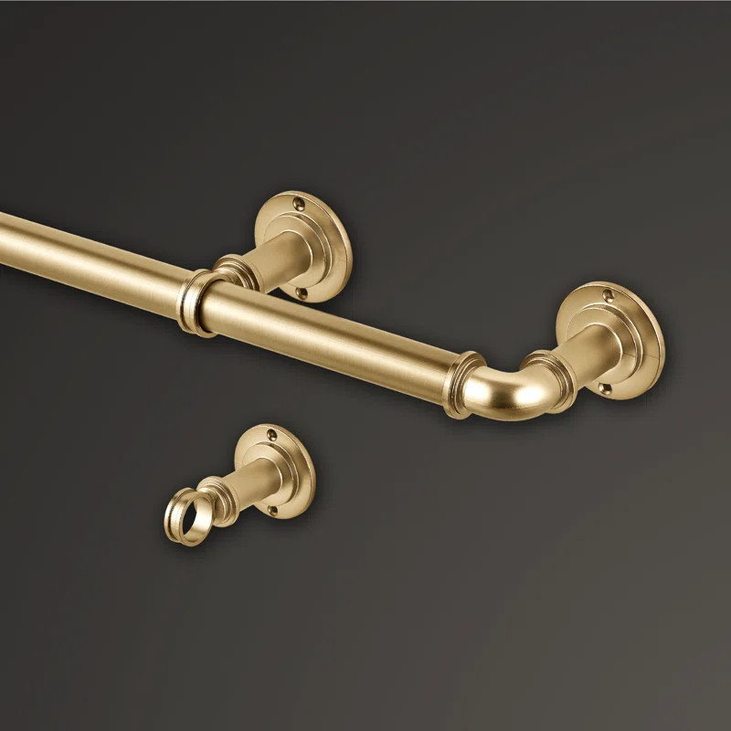 Mode Industrial Room Darkening Collection 1 1/8 in Diameter Curtain Rod Set with Steel Wall Mount... | Wayfair North America