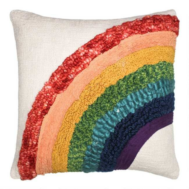 Tufted Rainbow Cotton Throw Pillow | World Market