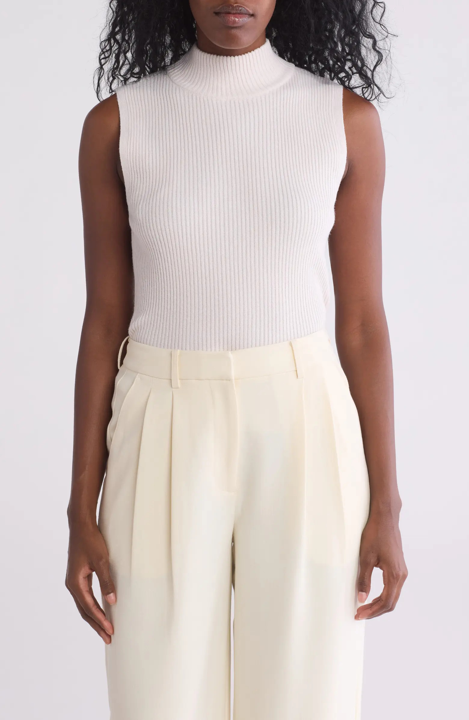 Halogen® Mock Neck Sleeveless Rib Top | Nordstromrack | Nordstrom Rack