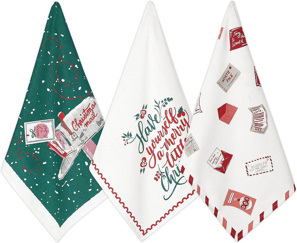 Folkulture Christmas Kitchen Towels Set of 3 for Kitchen Decorations, 26x20 Boho Red Dish Towels,... | Amazon (US)