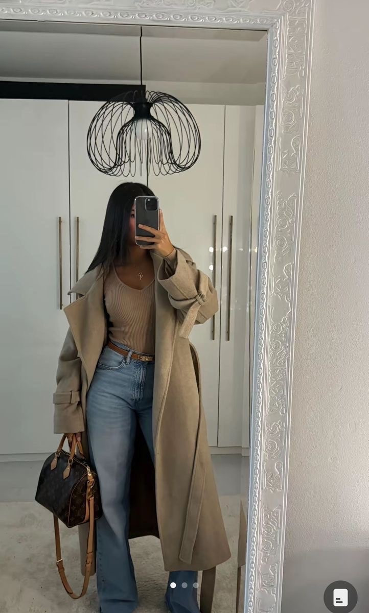 Pinterest outfit inspo trenchcoat with denim and Louis Vuitton speedy25 designer bag for fall. Purse dupes inspired by fashion style winter outfit fitted rib knit for brown aesthetic look *not my pic

#LTKOver40 #LTKSeasonal #LTKFindsUnder100