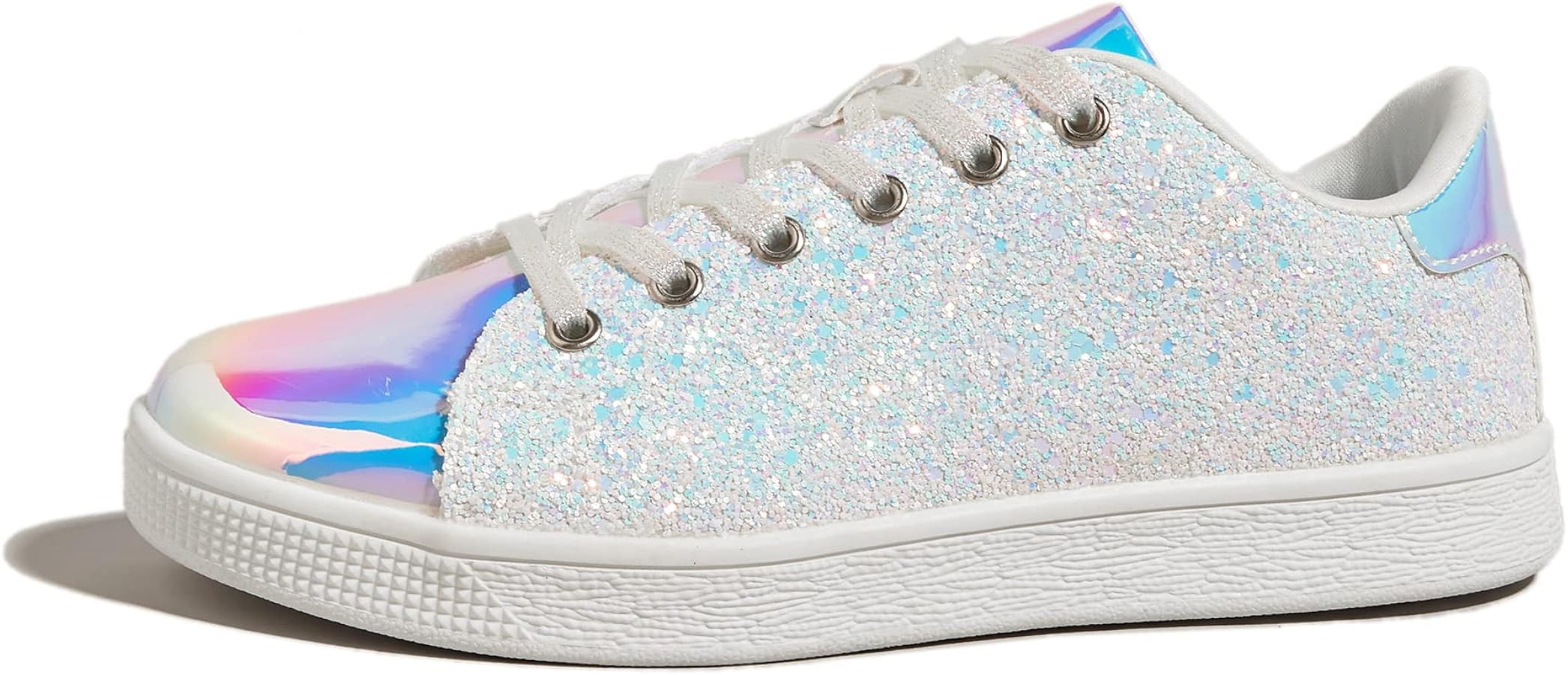 LUCKY STEP Glitter Shoes Sparkly Bling Shiny Bedazzled Lace up Fashion Sneakers for Women | Amazon (US)