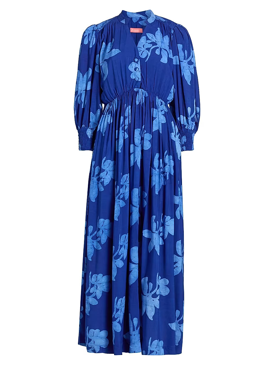 Women's Foluke Floral Balloon-Sleeve Maxi Dress - Blue Multi - Size Large | Saks Fifth Avenue