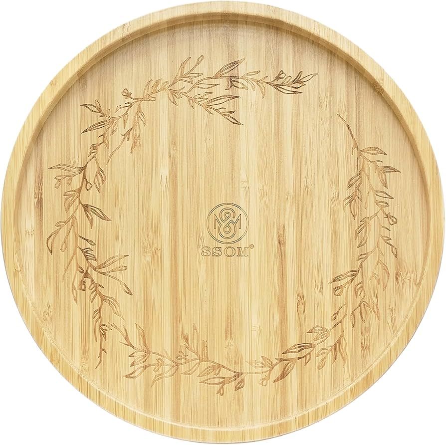 10" Bamboo Lazy Susan Turntable Organizer, Decor Your Kitchen with Elegant Engraved Patterns, Eff... | Amazon (US)