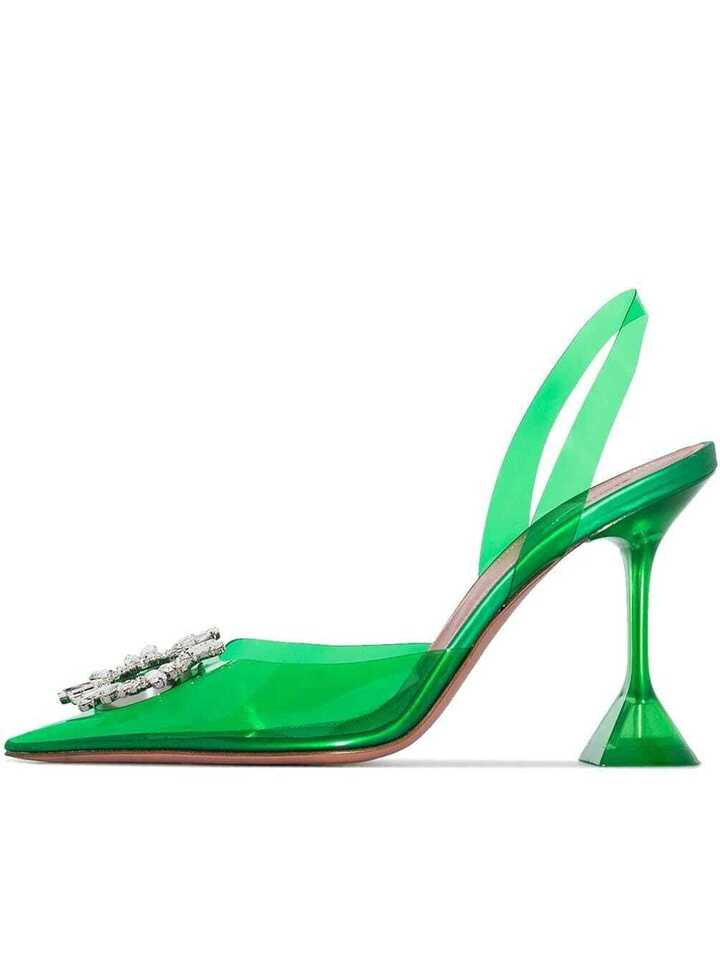 Arqa Clear Heels for Women Pointed Toe Transparent PVC Sandals with Crystal Slingback Stilettos D... | SHEIN