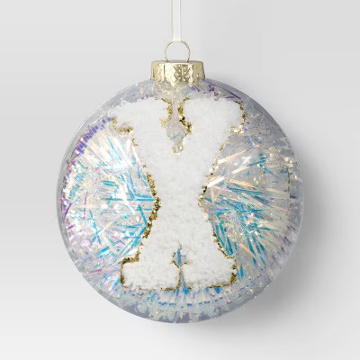 Christmas Monogram Plastic Tinsel Ball X - Wondershop™ | Target