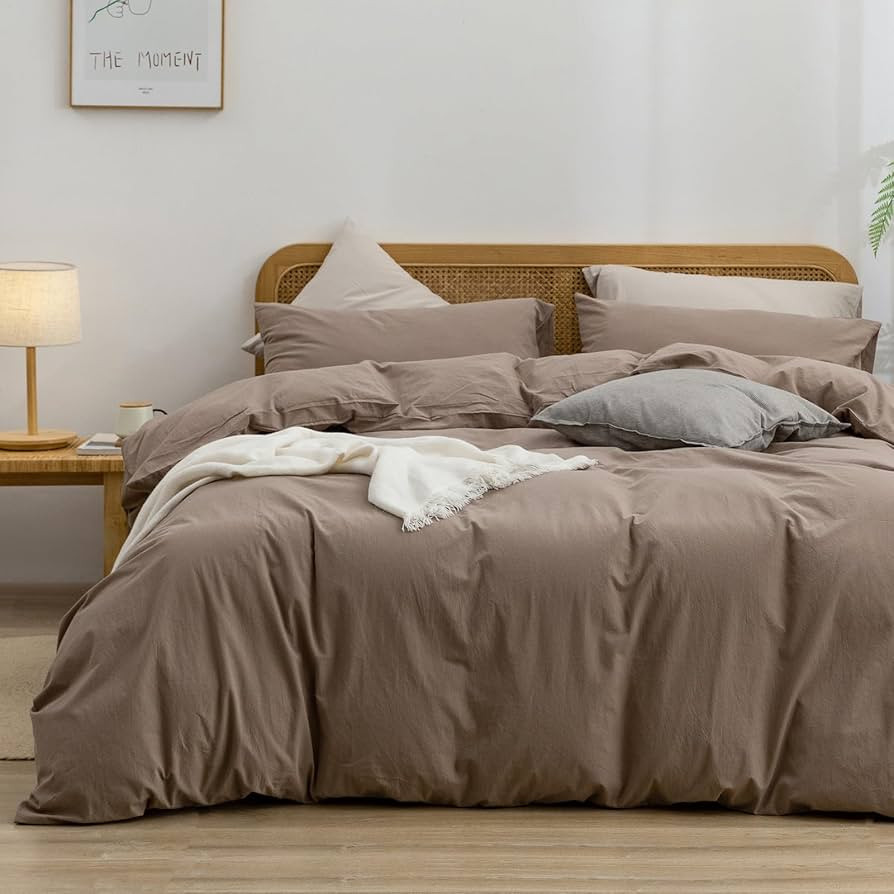 BESTOUCH Duvet Cover Set 100% Washed Cotton Linen Feel Super Soft Comfortable Chic Lightweight 3 ... | Amazon (US)