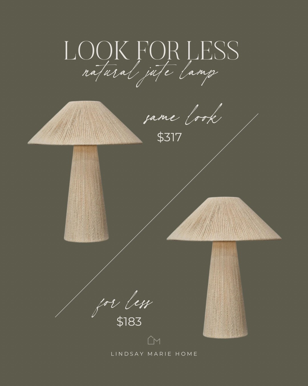 Look for Less | natural jute table lamp
this is the same exact lamp at two different retailers!


#LTKHome
