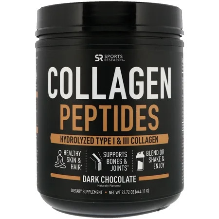 Sports Research Collagen Peptides, Hydrolyzed Type I & III Collagen, Dark Chocolate, 1.42 lbs (644.1 | Walmart (US)