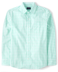 Mens Dad And Me Plaid Poplin Button Up Shirt - aqua | The Children's Place