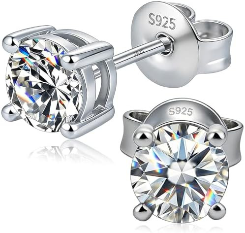 Amazon.com: WES Moissanite Stud Earrings for Women Men - 1CT Hypoallergenic 925 Sterling Silver w... | Amazon (US)