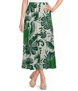 MELLODAY Coordinating Leaf Print A-Line Maxi Skirt | Dillard's | Dillard's