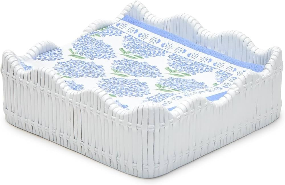 Two's Company Scalloped Edge Basket Weave Pattern Cocktail Napkin Holder - Resin | Amazon (US)
